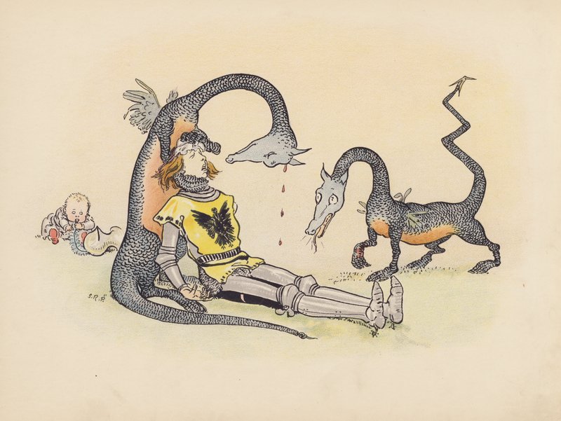 Ilustrace k Malým dvojčatům od S. Rosamond Praeger (barevná litografie) od Sophia Rosamond Praeger