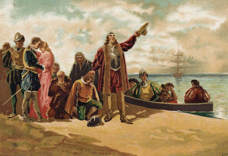 Přistání otců poutníků v Nové Anglii, 1620 od Spanish School
