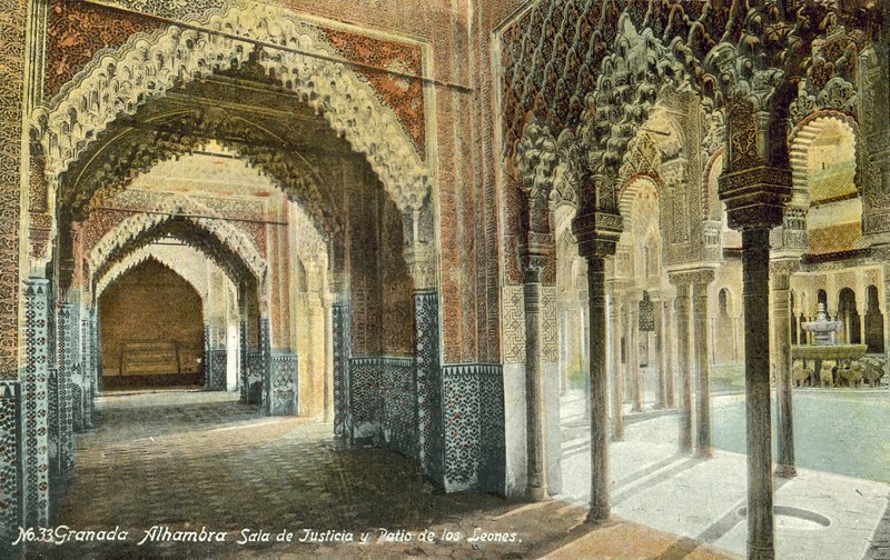 Soudní síň a Lví dvůr, Alhambra, Granada (barevné foto) od Spanish Photographer