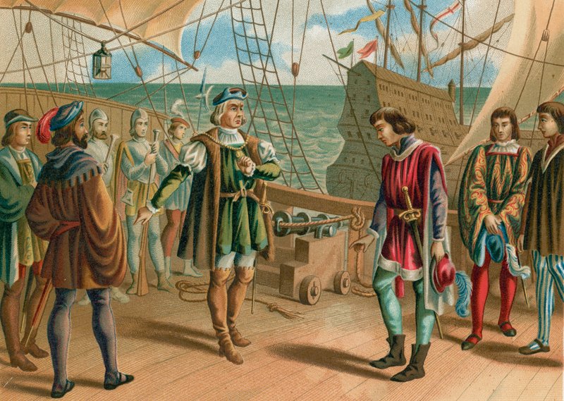 Kolumbus ignoruje rozkazy portugalského admirála od Spanish School