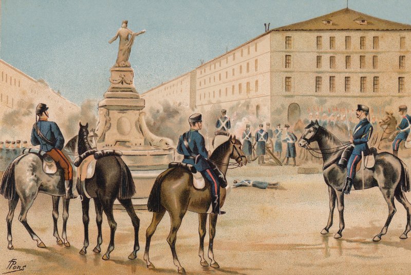 Odzbrojení Voluntarios de la Libertad, Zaragoza, Španělsko, 1874 od Spanish School