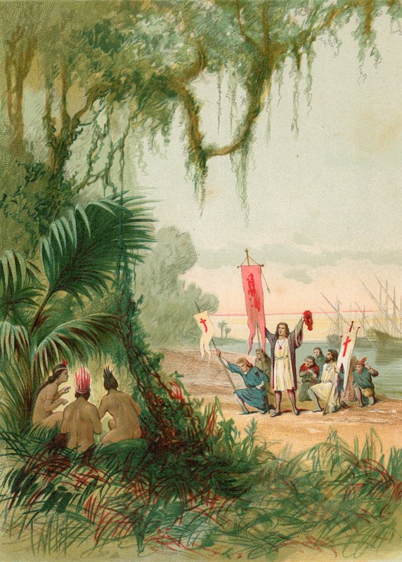 Kolumbovo přistání v San Salvadoru od Spanish School