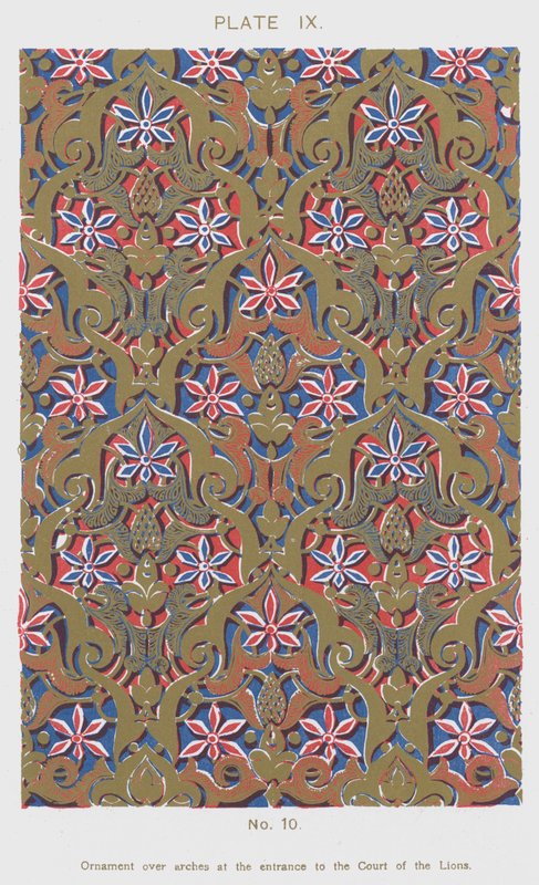 Ornament přes oblouky u vchodu do Lvího dvora (barva lito) od Spanish School