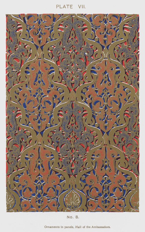 Ornamenty v panelech, Síň velvyslanců (barevné lito) od Spanish School