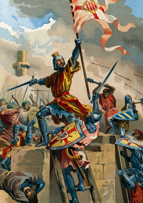 Ramon Berenguer IV., barcelonský hrabě, dobývá Tortosu od muslimů v roce 1148. od Spanish School
