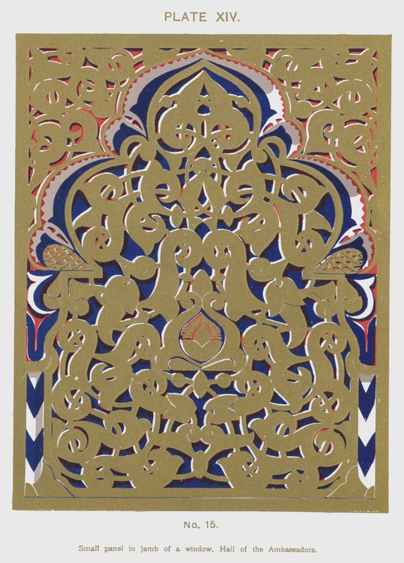 Malý panel v ostění okna, Hall of the Ambassadors (barva lito) od Spanish School