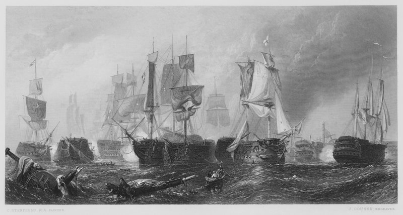 Bitva o Trafalgar, z obrázku v galerii Vernon od Stanfield