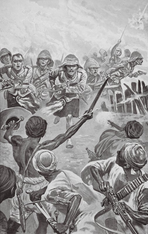 Camerons Rushing the Zareba at the Atbara (litografie) od Stanley L. (after) Wood