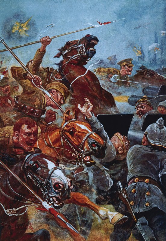 Útok 9. kopiníků při ústupu z Mons od Stanley L. Wood