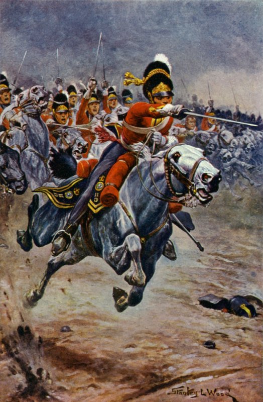 Waterloo, Charge of the Scots Greys (Útok skotských rytířů) od Stanley L. Wood