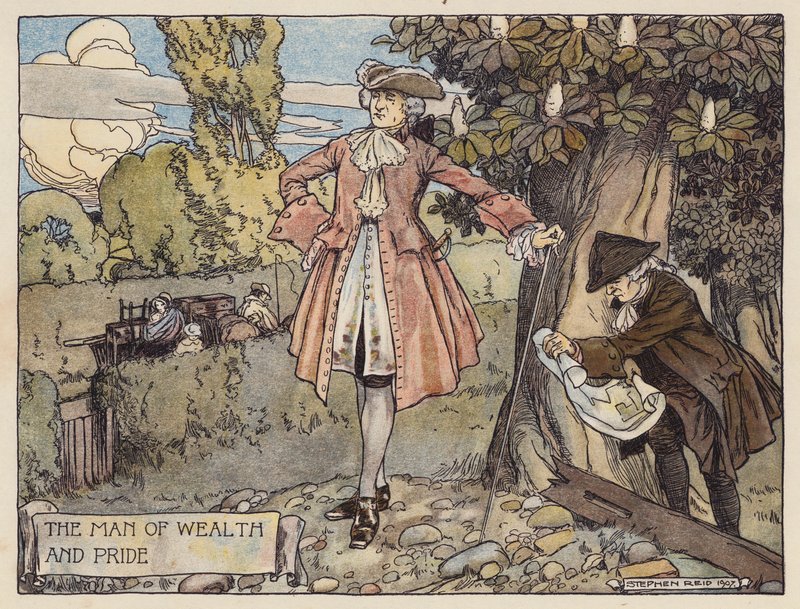 Ilustrace k filmu The Deserted Village od Olivera Goldsmithe (barevná litografie) od Stephen Reid