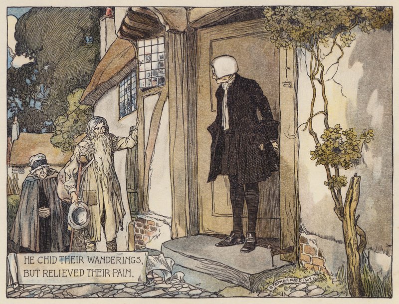 Ilustrace k filmu The Deserted Village od Olivera Goldsmithe (barevná litografie) od Stephen Reid