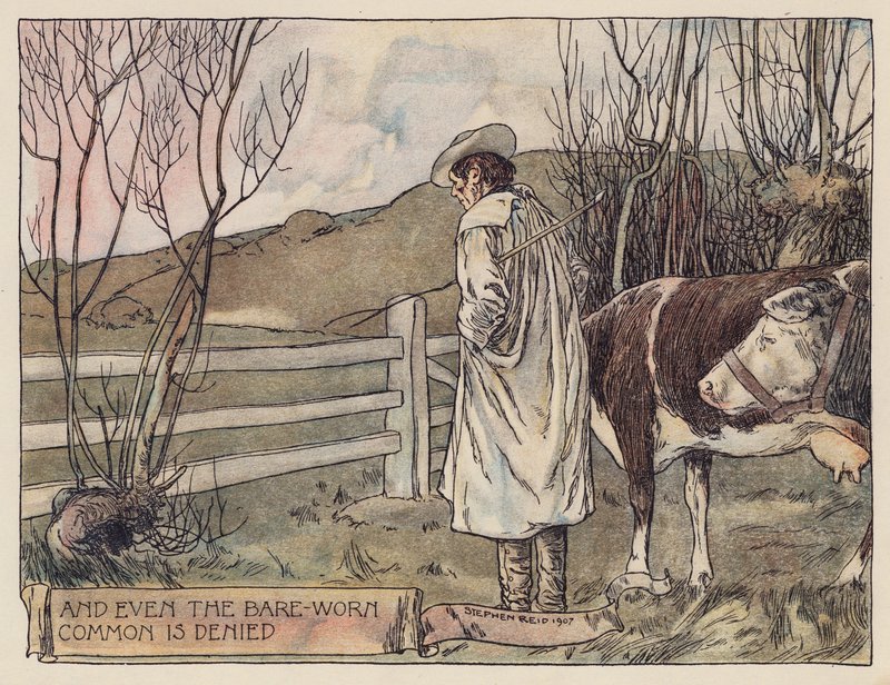 Ilustrace k filmu The Deserted Village od Olivera Goldsmithe (barevná litografie) od Stephen Reid