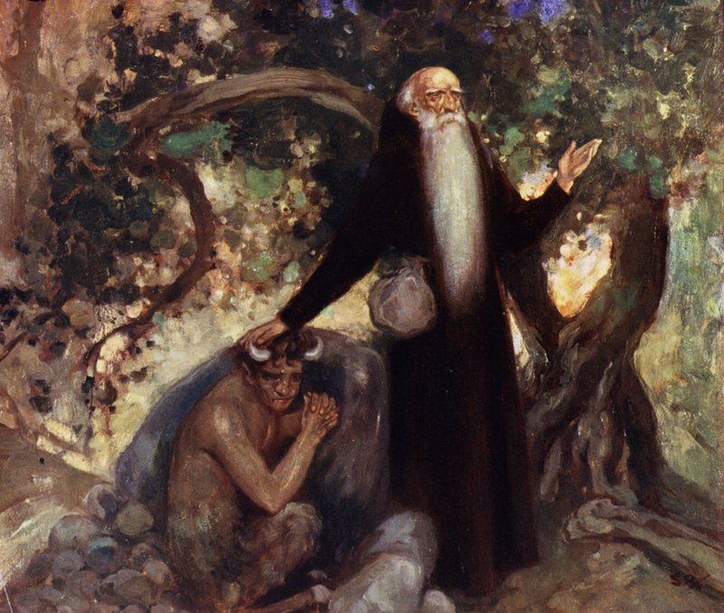 Svatý Antonín a satyr (barva lito) od Stephen Reid