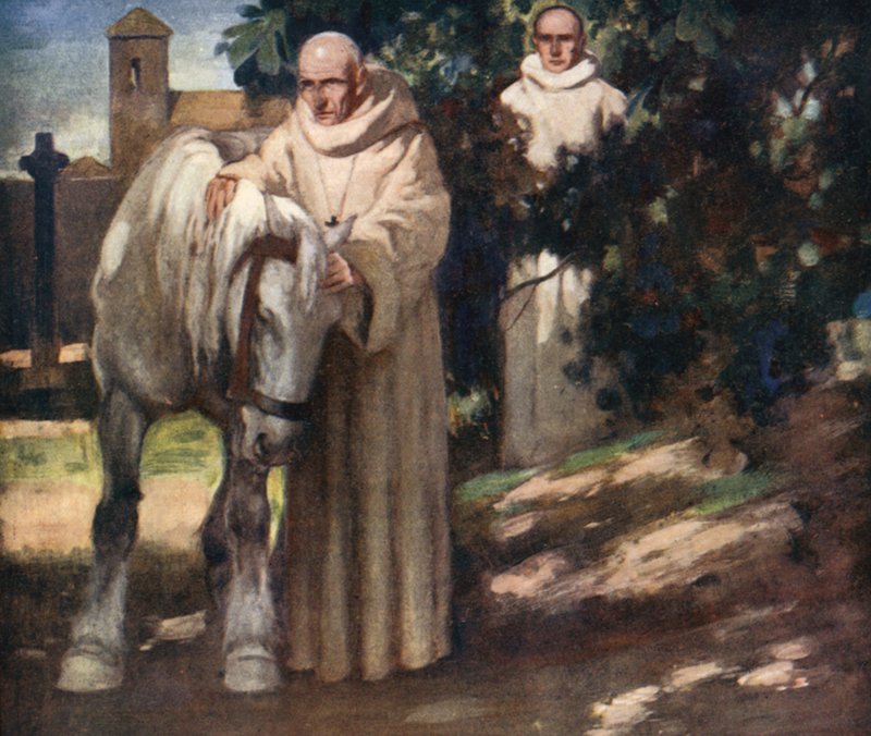 Svatý Kolumbus a bílý kůň (barva litho) od Stephen Reid