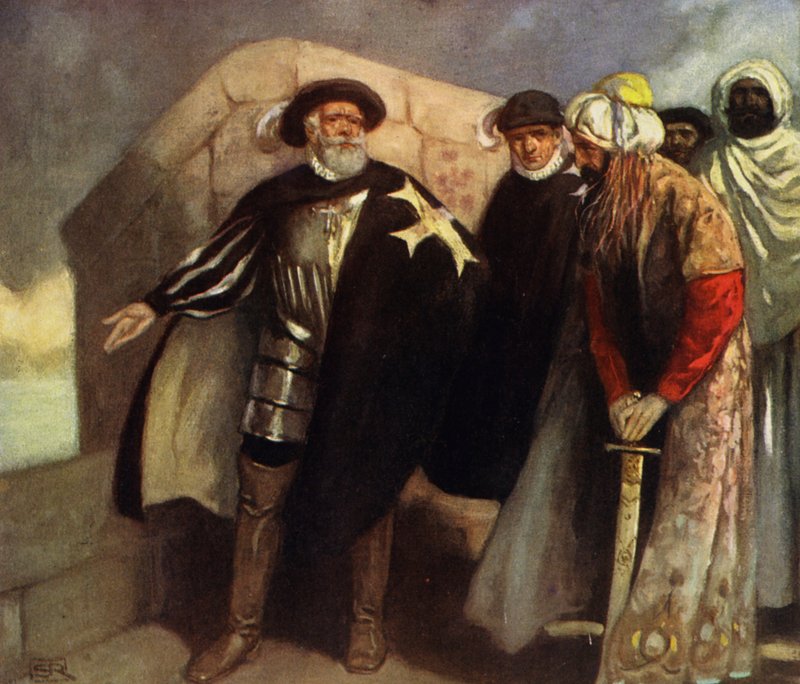 Rytíři Bílého kříže v pevnosti Saint Angelo (barva lito) od Stephen Reid