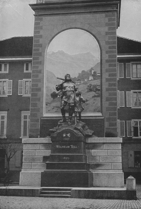 Altdorf, La Statue de Guillaume Tell (černobílá fotografie) od Swiss Photographer