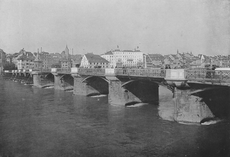 Basilej, Starý most přes Rýn (černobílá fotografie) od Swiss Photographer