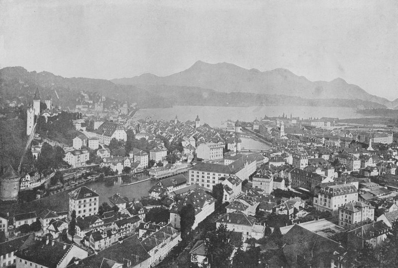Lucerne et Righi (černobílá fotografie) od Swiss Photographer