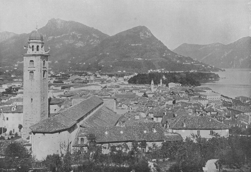 Lugano, General View a Monte Bre (černobílá fotografie) od Swiss Photographer
