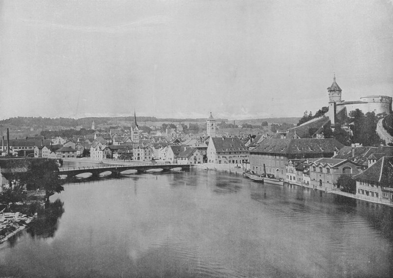 Schaffhausen a Rýn (černobílá fotografie) od Swiss Photographer