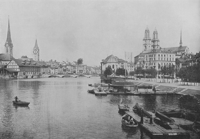 Curych a Limmat (černobílá fotografie) od Swiss Photographer