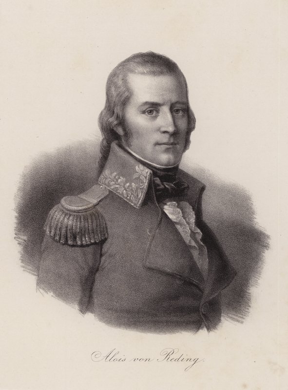 Alois von Reding, švýcarský vojenský důstojník, revolucionář a politik (rytina) od Swiss School