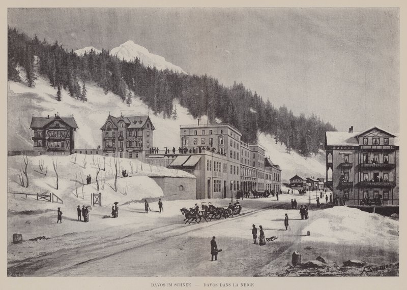 Davos im Schnee, Davos dans la Neige (litho) od Swiss School