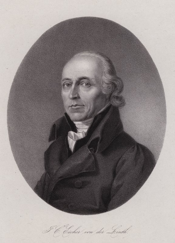 Hans Conrad Escher von der Linth, švýcarský vědec, umělec a politik (rytina) od Swiss School