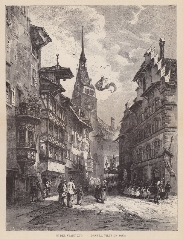 In der Stadt Zug, Ve městě Zug (rytina) od Swiss School