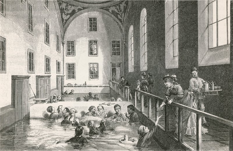 V teplých sádrových lázních Leuk (Valais) od Swiss School