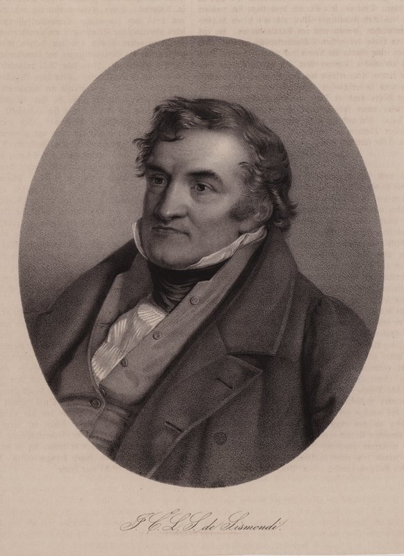 Jean Charles Leonard de Sismondi, švýcarský historik a politický ekonom (rytina) od Swiss School