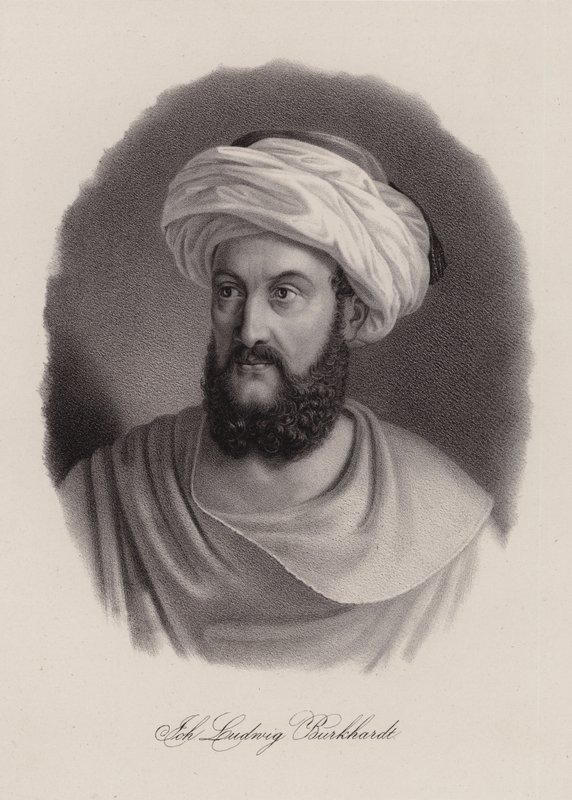 Johann Ludwig Burckhardt, švýcarský cestovatel a geograf (rytina) od Swiss School