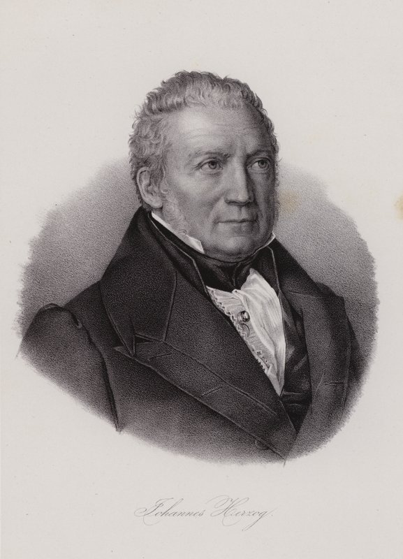 Johannes Herzog Von Effingen , švýcarský politik a podnikatel (rytina) od Swiss School