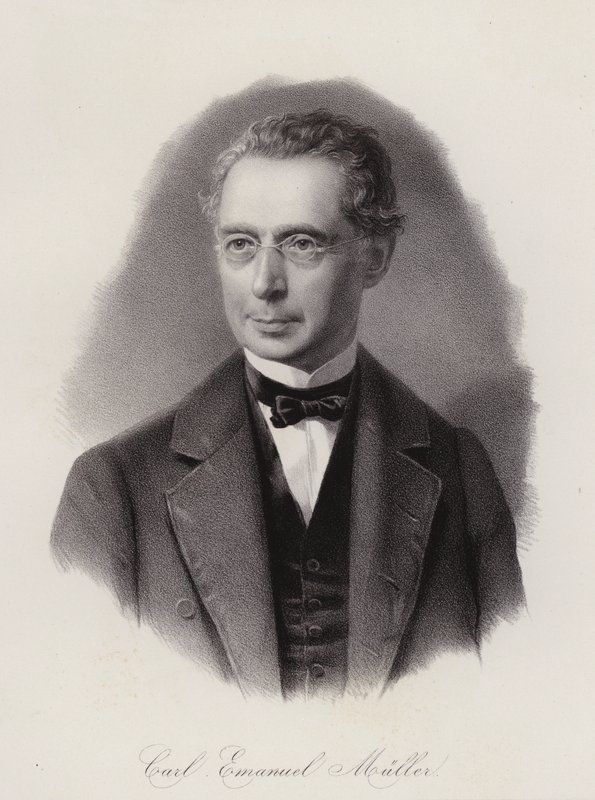 Karl Emanuel Muller , švýcarský stavební inženýr a politik (rytina) od Swiss School