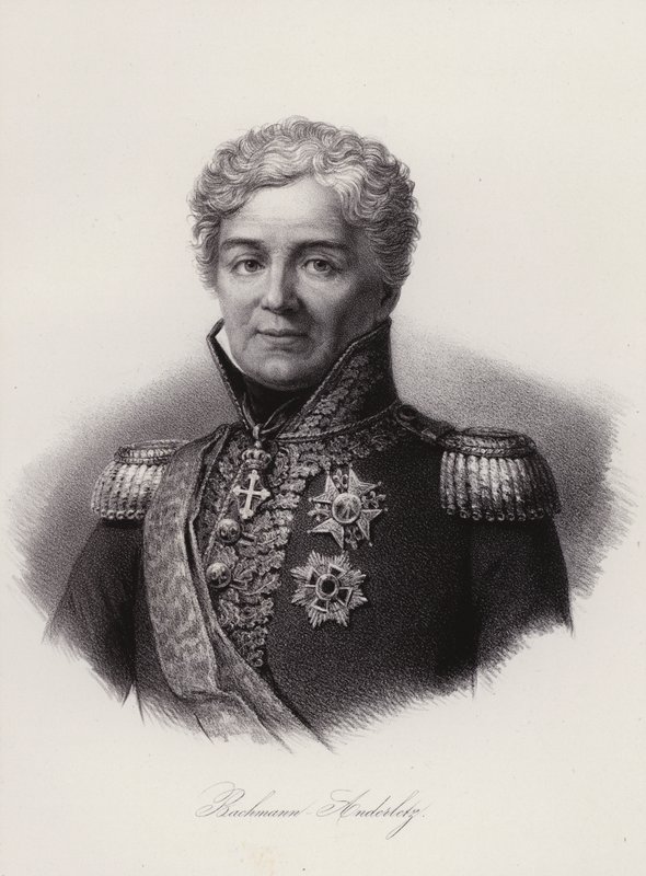 Niklaus Franz von Bachmann, švýcarský generál, který bojoval v napoleonských válkách (rytina) od Swiss School