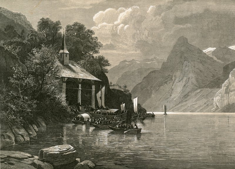 Tells Chapel na Tellenplatte, Bay of Uri od Swiss School