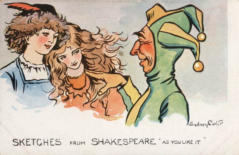 Scéna ze Shakespearovy hry Jak se vám líbí (barevné lito) od Sydney Carter