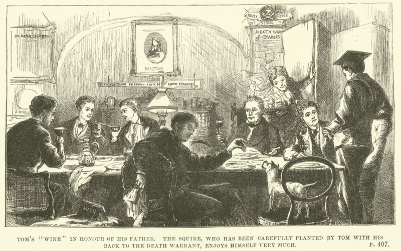 Ilustrace pro Toma Browna v Oxfordu od Thomase Hughese (rytina) od Sydney Prior (after) Hall
