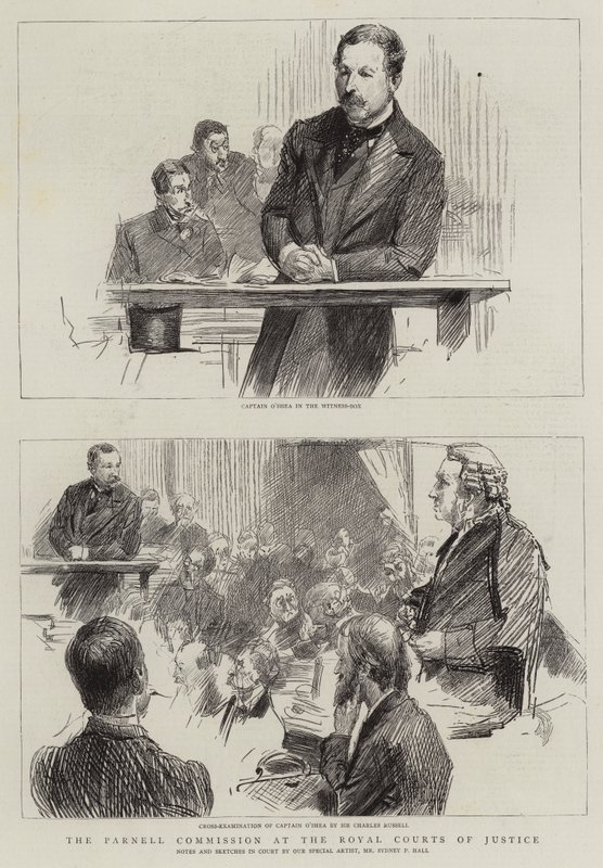 Parnellova komise při Královském soudním dvoru (rytina) od Sydney Prior (after) Hall
