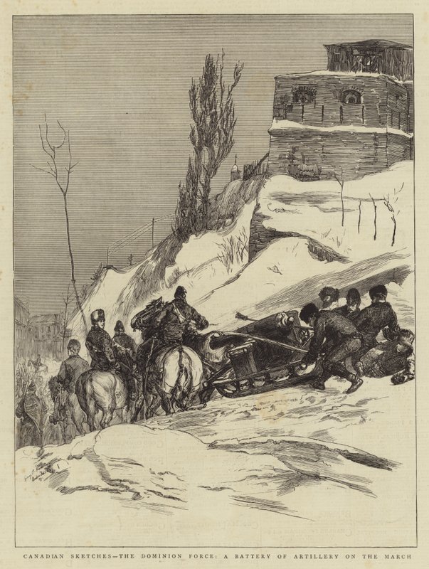 Canadian Sketches, Dominion Force, baterie dělostřelectva na pochodu od Sydney Prior Hall