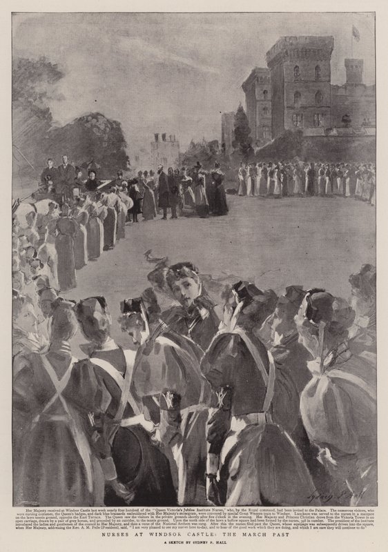Zdravotní sestry na hradě Windsor, březnová minulost od Sydney Prior Hall