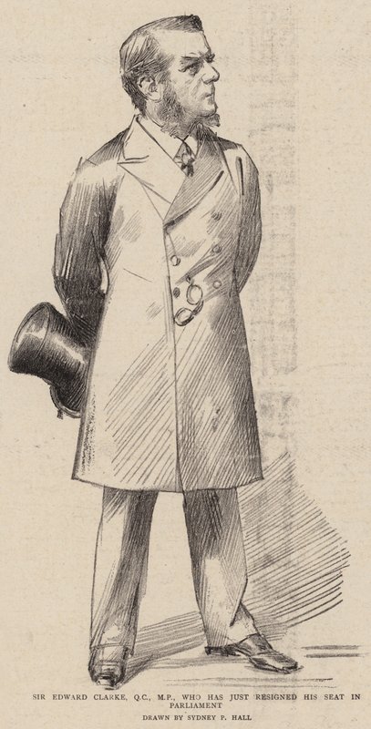 Sir Edward Clarke, QC, poslanec, který právě rezignoval na svůj poslanecký mandát. od Sydney Prior Hall
