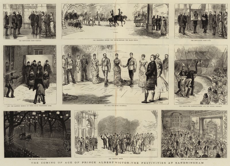 Dospívání prince Alberta Victora, slavnosti v Sandringhamu od Sydney Prior Hall