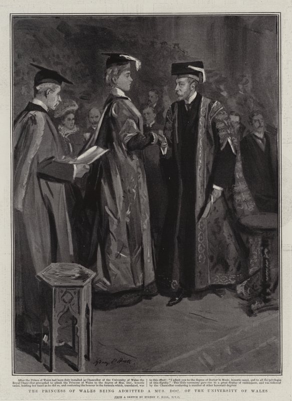 Princezna z Walesu byla přijata jako doktor hudby na University of Wales od Sydney Prior Hall