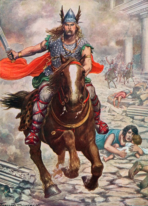 Hun Attila zvedá Aquilu k zemi od Tancredi Scarpelli