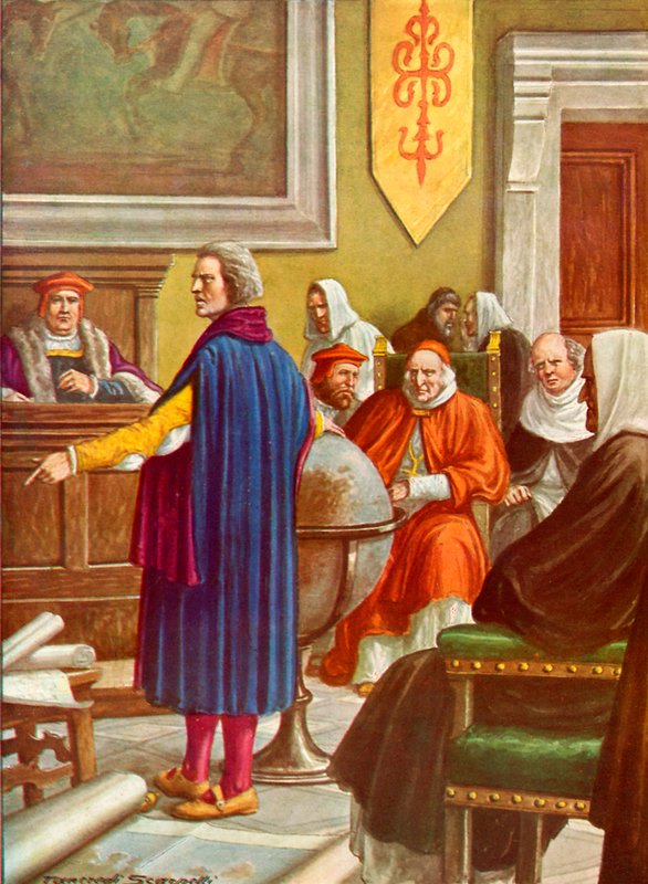 Columbus před lékaři ze Salamance od Tancredi Scarpelli