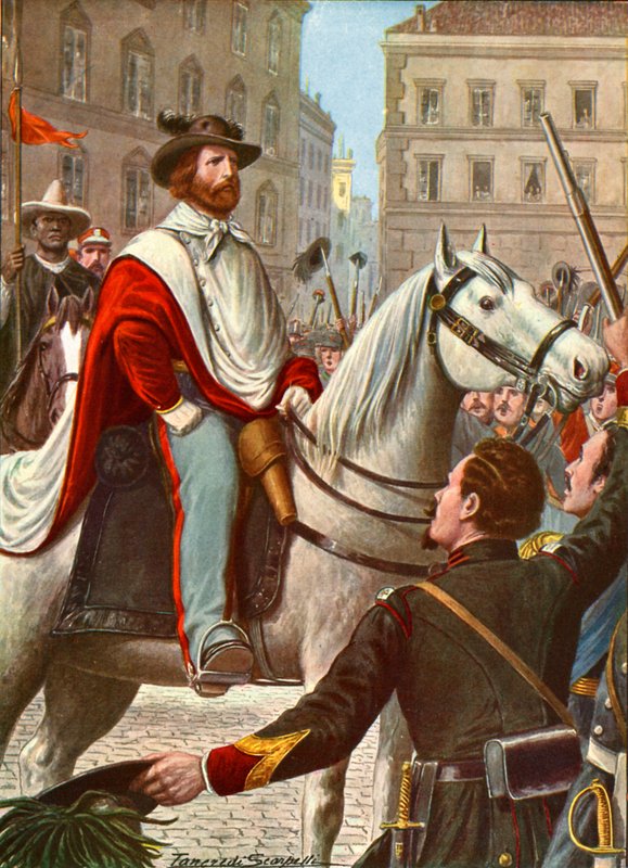Garibaldi a jeho dobrovolníci vstupují na obranu Říma v roce 1849 od Tancredi Scarpelli