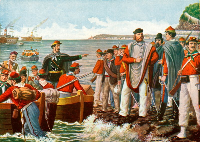 Garibaldi odjíždějící na Expedici tisíce v roce 1860 od Tancredi Scarpelli