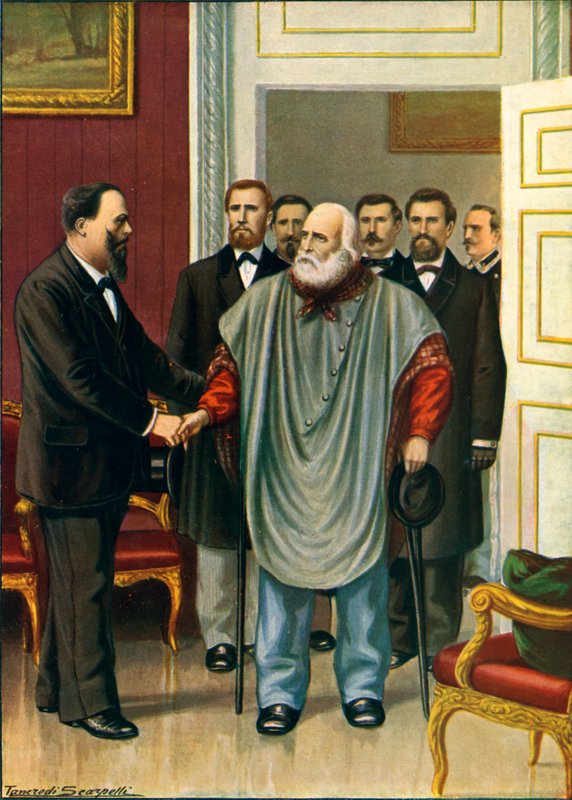 Garibaldi na návštěvě Vittoria Emanuela v Římě. Závěrečná diskuse mezi dvěma autory Risorgimenta od Tancredi Scarpelli